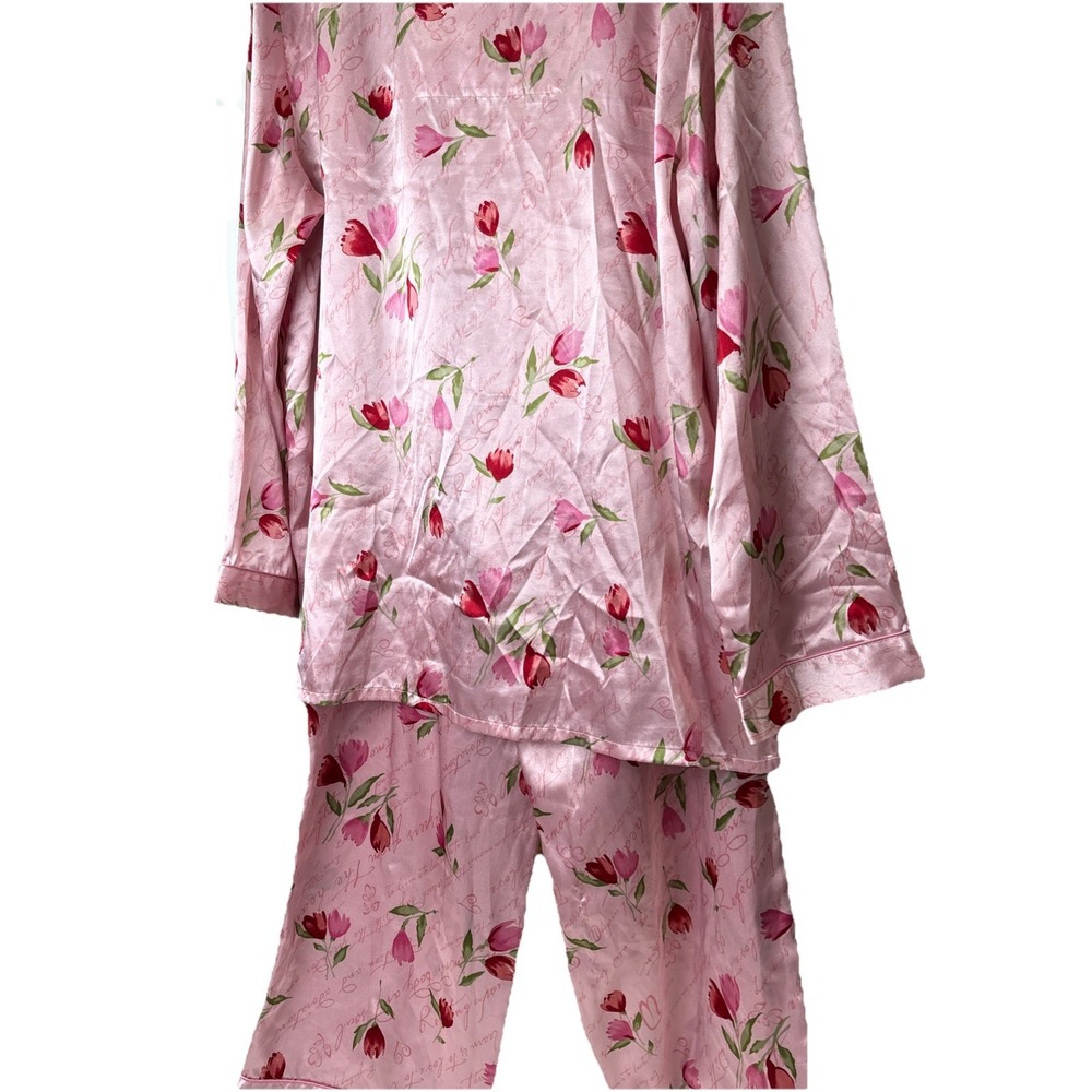 Valerie Stevens women's XL Pink floral Love Notes pajama set long sleeve pants - Picture 11 of 14